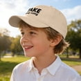 thumbnail image 2 of Ccpelsie Summer Hats for Boys Girls Adjustable Washed Vintage Embroidered Kids Baseball Caps(Beige,3-8 Years), 2 of 9