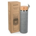 thumbnail image 7 of Navaris Glass Water Bottle with Tea Infuser - Double Walled Borosilicate Glass Travel Tumbler with Bamboo Lid and Non Slip Gray Neoprene Sleeve - 17oz, 7 of 7