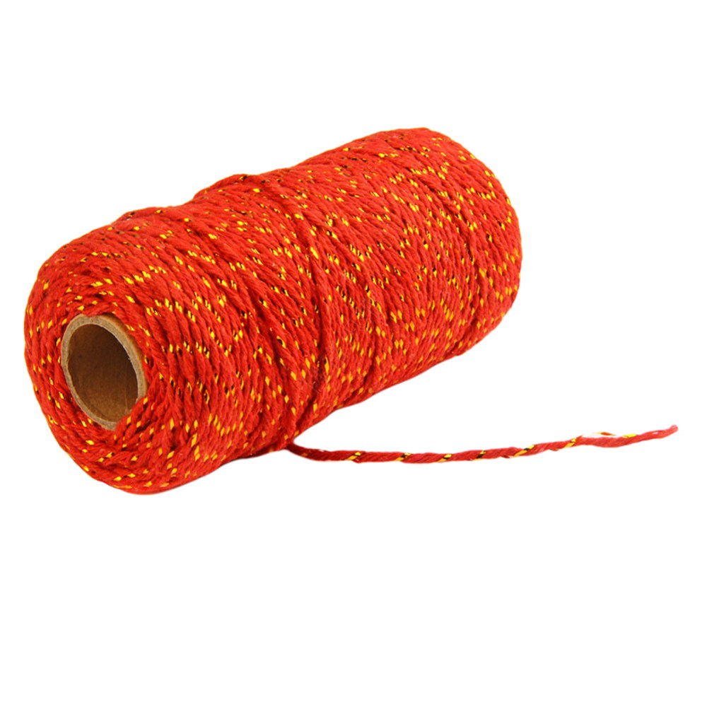 Cotton Bakers Twine, 328 Feet 2mm Metallic Gold Twine String for Baking