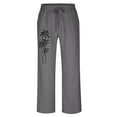 thumbnail image 4 of Taqqpue Mens Linen Pants Printed Elastic Waist Drawstring Long Trousers Loose Fit Casual Straight Leg Pants with Pockets, 4 of 6