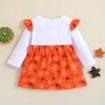 thumbnail image 4 of Vestido de malla abullonada con dibujos de arañas y mangas largas para niñas de Halloween, 4 of 6