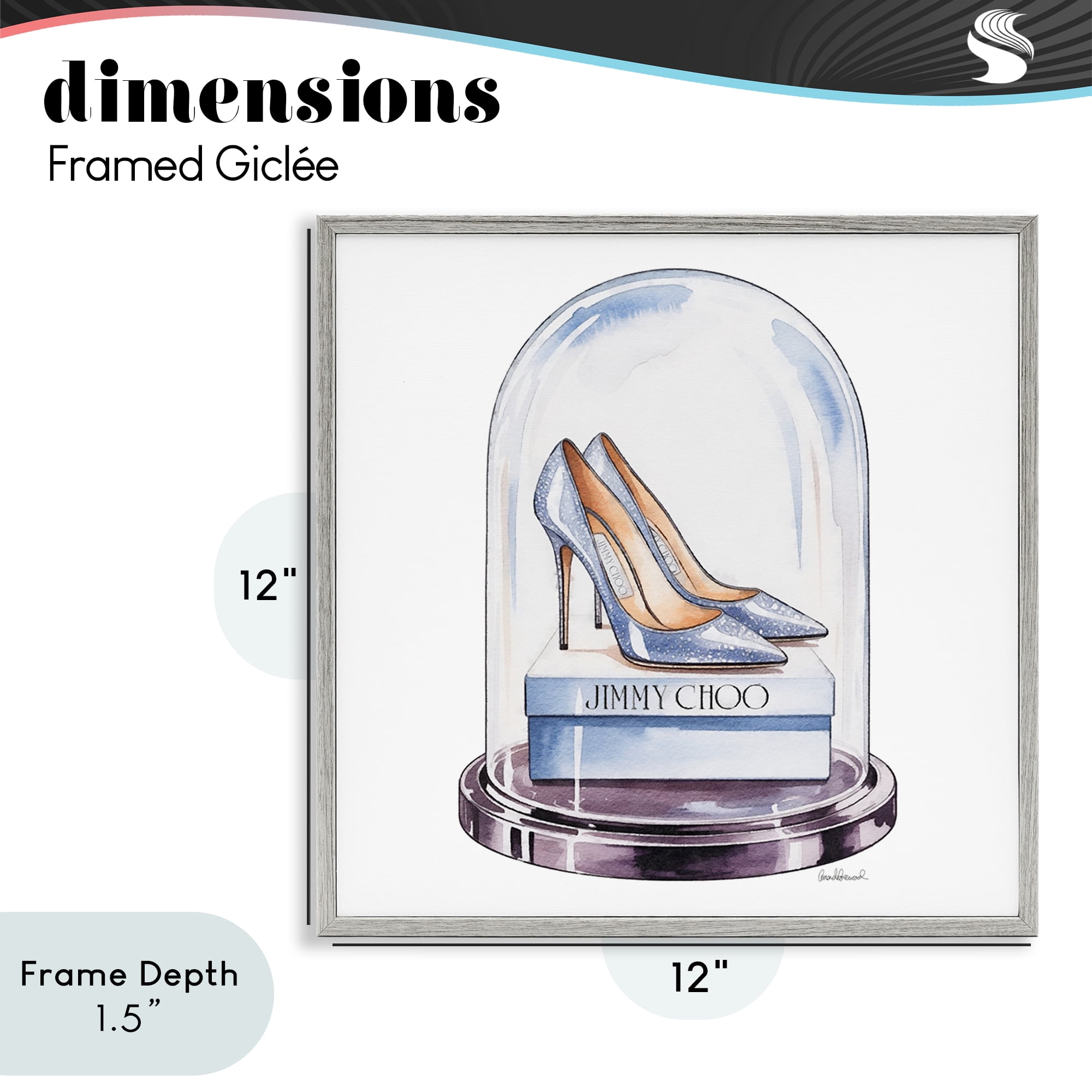 Stupell Industries Elegant Shoes in Bell Jar Gray Framed Giclee Art, design by Amanda Greenwood