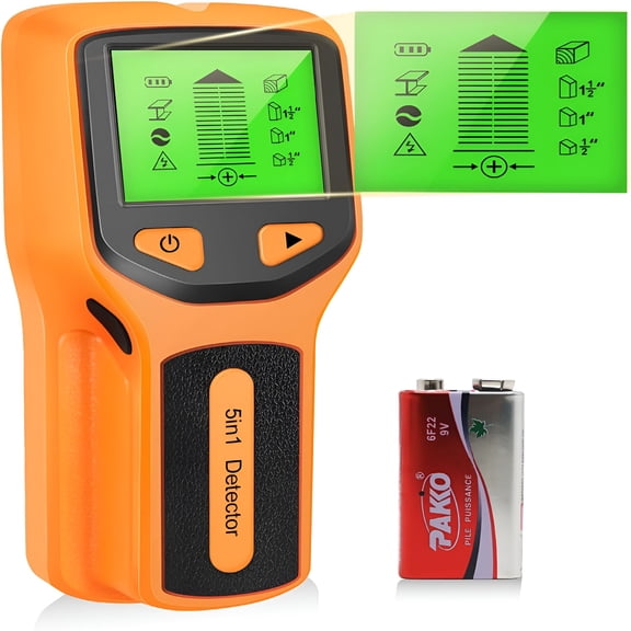GJX Stud Finder Wall Scanner- 5 in 1 Multifunctional Wall Detector Scanner with HD LCD Display & Audio Alarm for the Center and Edge of Wood, Metal, AC Wire & Studs Detection