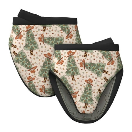 

Matuu Cowboy Christmas Trees for Non-Slip Mini Oven Soft Silicone Mitt 5.9 x5.9