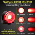thumbnail image 3 of Luz trasera de bicicleta inteligente: Luz trasera de freno de bicicleta, luz trasera inalámbrica recargable por USB con alarma antirrobo, luces traseras intermitentes Led rojas automáticas a, 3 of 5