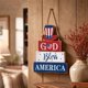 thumbnail image 1 of Letrero de Pared Patriótico de Madera para La Decoración Del 4 de Julio: Letras "America" con Efecto Desgastado y Sombrero Del Tío Sam, Colgador de Cuerda de Yute para Uso En Interiores o Exteriores, 1 of 7