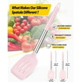 thumbnail image 3 of Bundlepro Pack of 2 Silicone Spatulas Turners, Non Stick Slotted and Solid Kitchen Utensils,Pink, 3 of 6