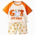 thumbnail image 4 of TOWED22 Shorts Set for Toddler Kids Infant Girls Boys 2 Piece Shirt and Shorts Set Cute Print Short Sleeve Tee Elastic Waist Outfits Clothes(Orange,2-3 Y), 4 of 4