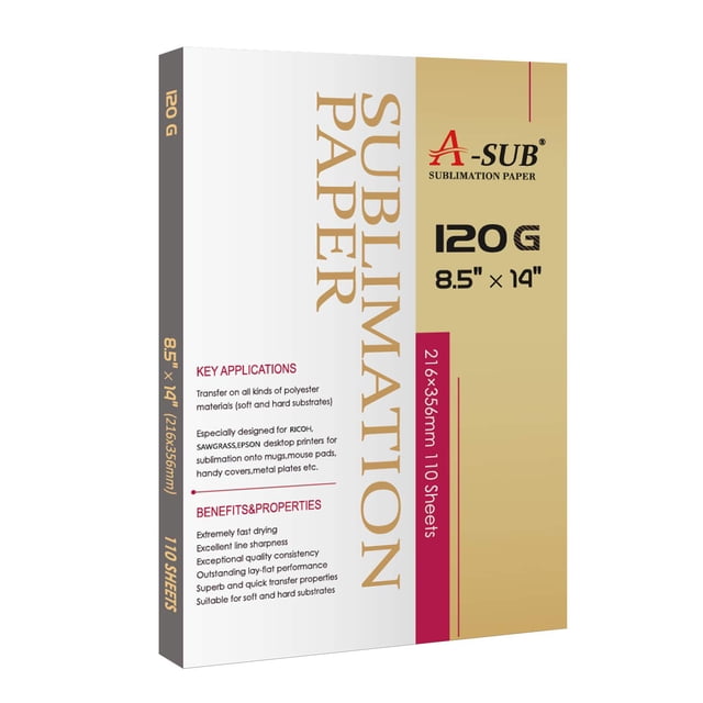 Papel de sublimación A-SUB 8.5 x 14" 120 g/m² 110 hojas