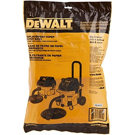 Dwv9401 Paper Bag 5/Pk For Dewalt Dust Extractors