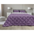 thumbnail image 1 of Purple Paisley Comforter & Sham Bedding Set, Monochrome Design Graphic with Floral Motif Damask Print, 3 pcs Duvet Set Microfiber Filling Quilt, 5 Sizes, Purple Fuchsia, by Ambesonne, 1 of 4