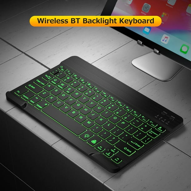 Anself 10 inch Wireless Keyboard Ultra-thin Rechargeable Bluetooth Keyboard Three-system Compatible Mixed Light Effect Black - Walmart.com