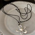 thumbnail image 3 of RUISINERY Adjustable Hollow Flower Clavicle Necklace For Women Handmade Black Wax Cord Floral Neckchain Jewelry, 3 of 7
