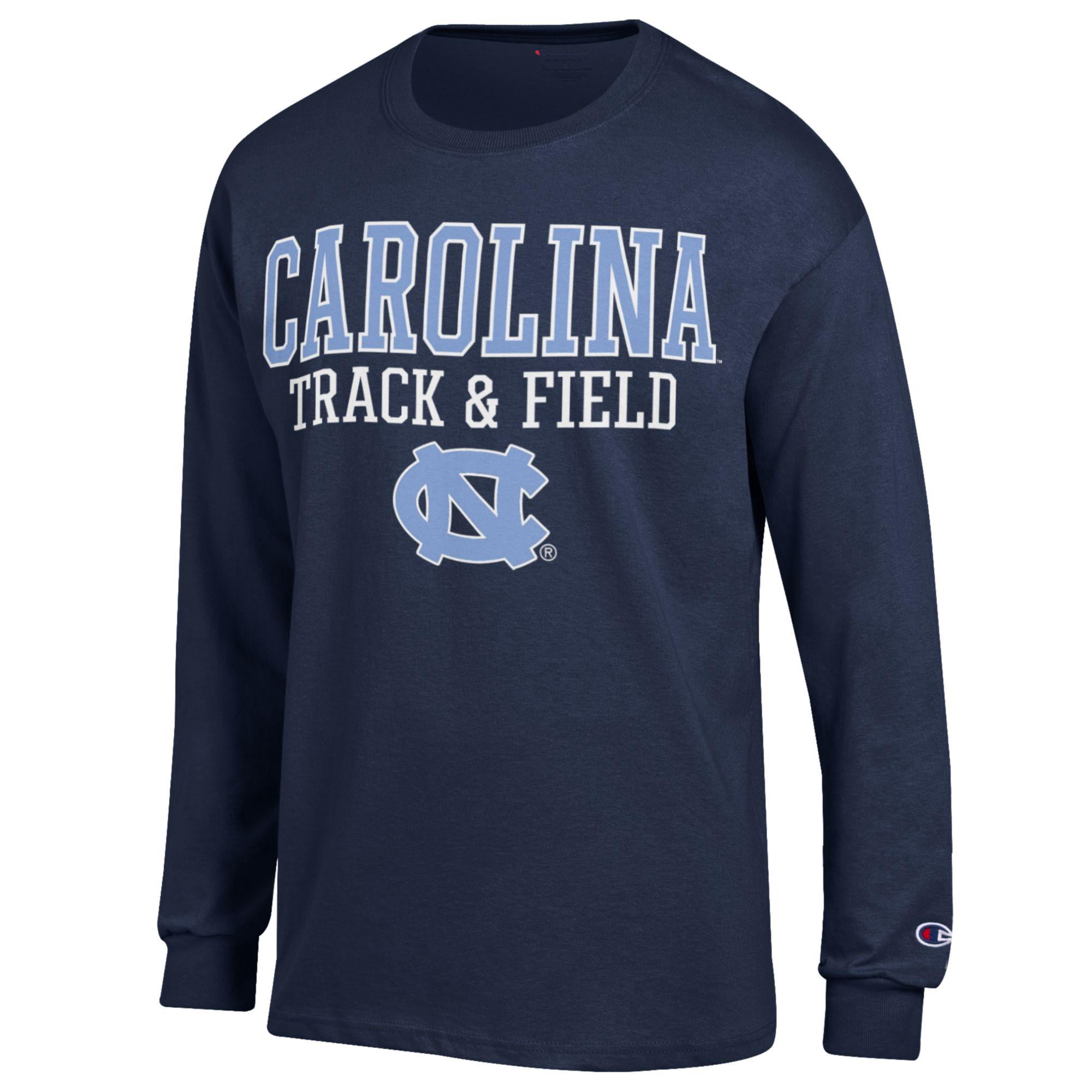 Men's Champion  Navy North Carolina Tar Heels Track & Field Stack Long Sleeve T-Shirt