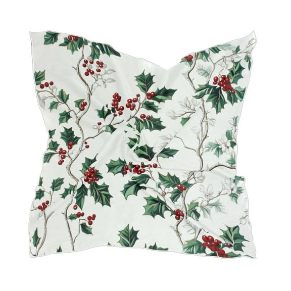 Holly Leaves and Berries Women's Fashion Soft Scarf Square Satin Head Scarf Neck Scarf Head Hair Wraps