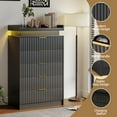thumbnail image 3 of Pusnapku 5 Drawer Dresser, 45" Tall Fluted Chest of Drawers with Charging Station, LED Light, Vertical Wood Storage Dressers for Living Room, Entryway, 3 of 9