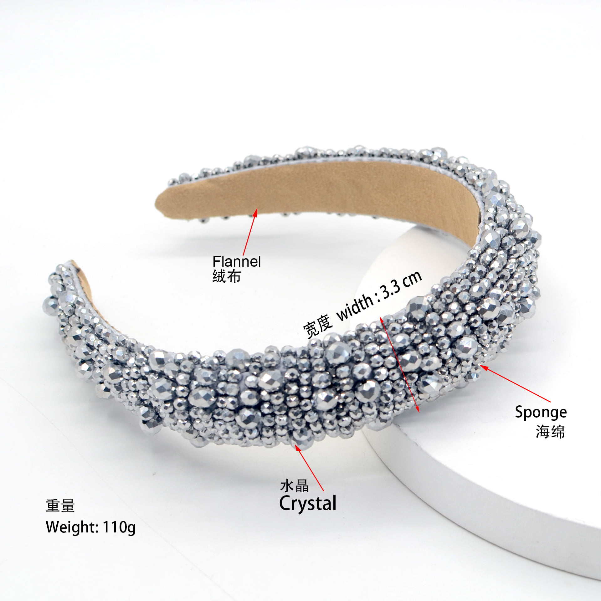 Diamante Red Velvet Padded headband 4 cms wide embellished Headpiece