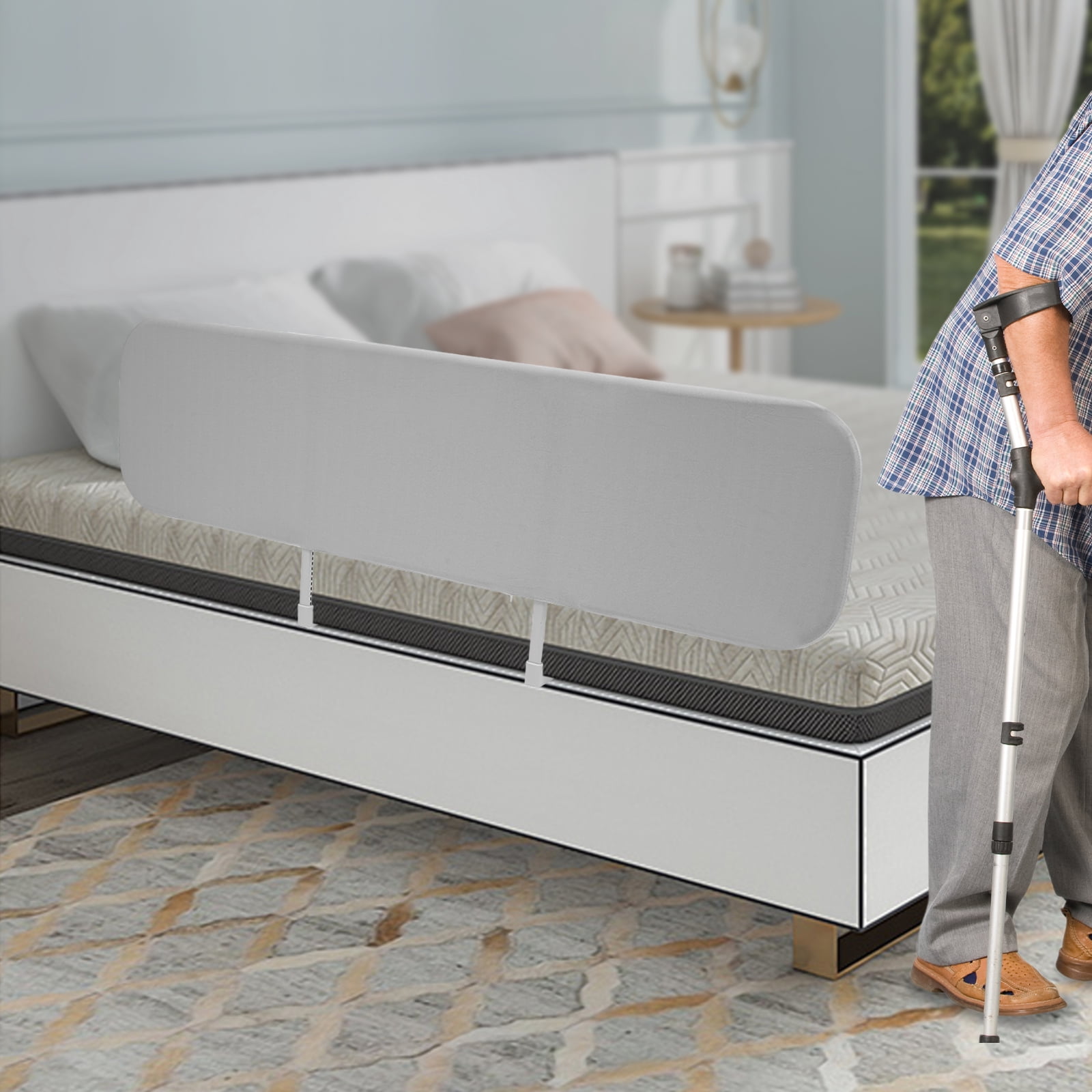 1 PCS Gray Rail Guard,  Bed Rails, Foldable Bed Rail Guard, Adjustable Height Range: Within 30cm/11.81 in