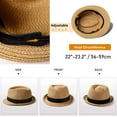 thumbnail image 4 of Vorkoi Womens Short Brim Straw Sun Hat Fedora Trilby Hat Panama Men Roll Up Packable Beach Hats, 4 of 5