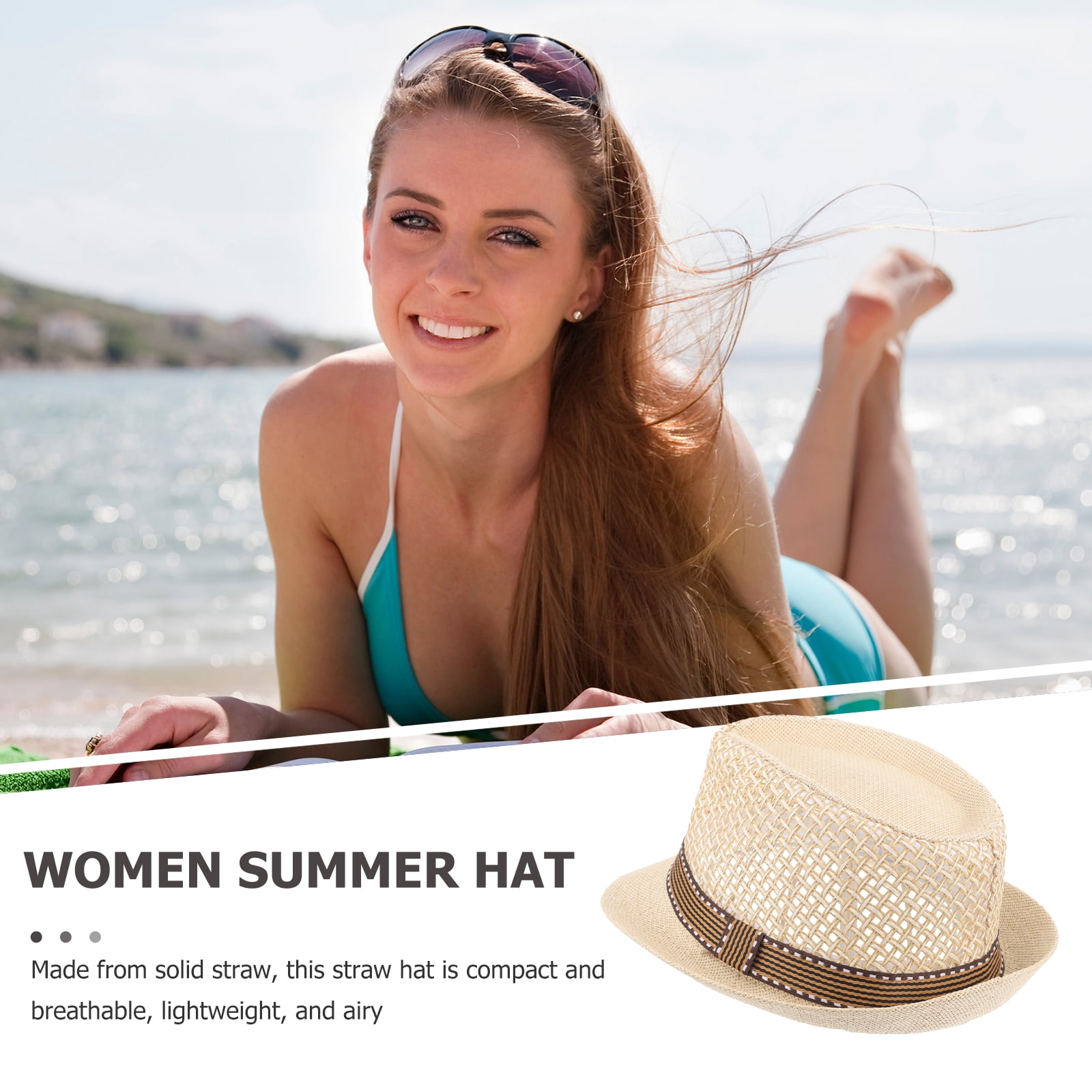 Straw Hat Short-brimmed Beach Hat Breathable Woven Bucket Hat For Men Women  