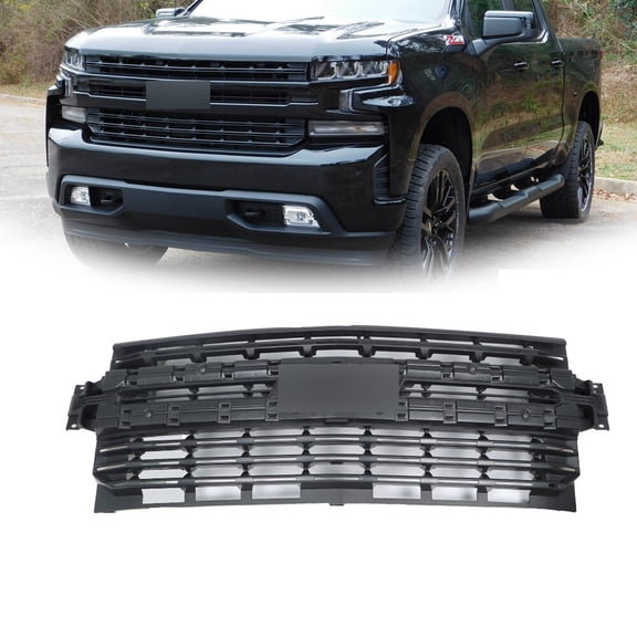Front Bumper Upper Grille Black Fit For Silverado 1500 2019-2022 84493306