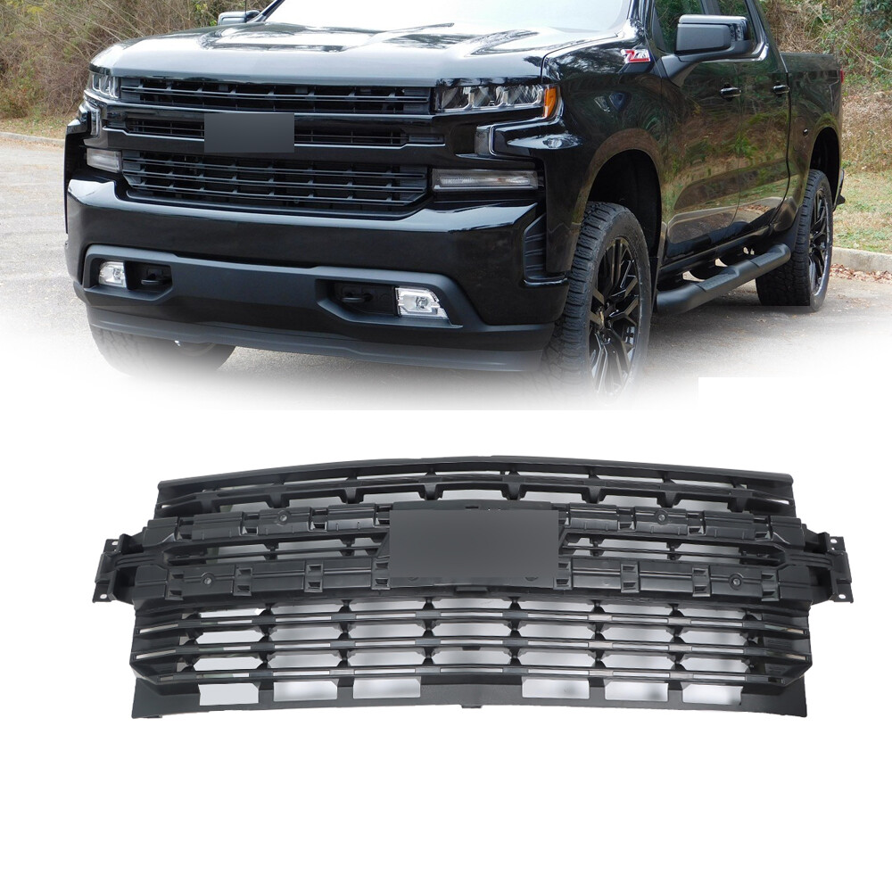Makerauto Glossy Black Front Center Grille For 2019-2022 Chevy Silverado 1500 (Replaces 84493318)