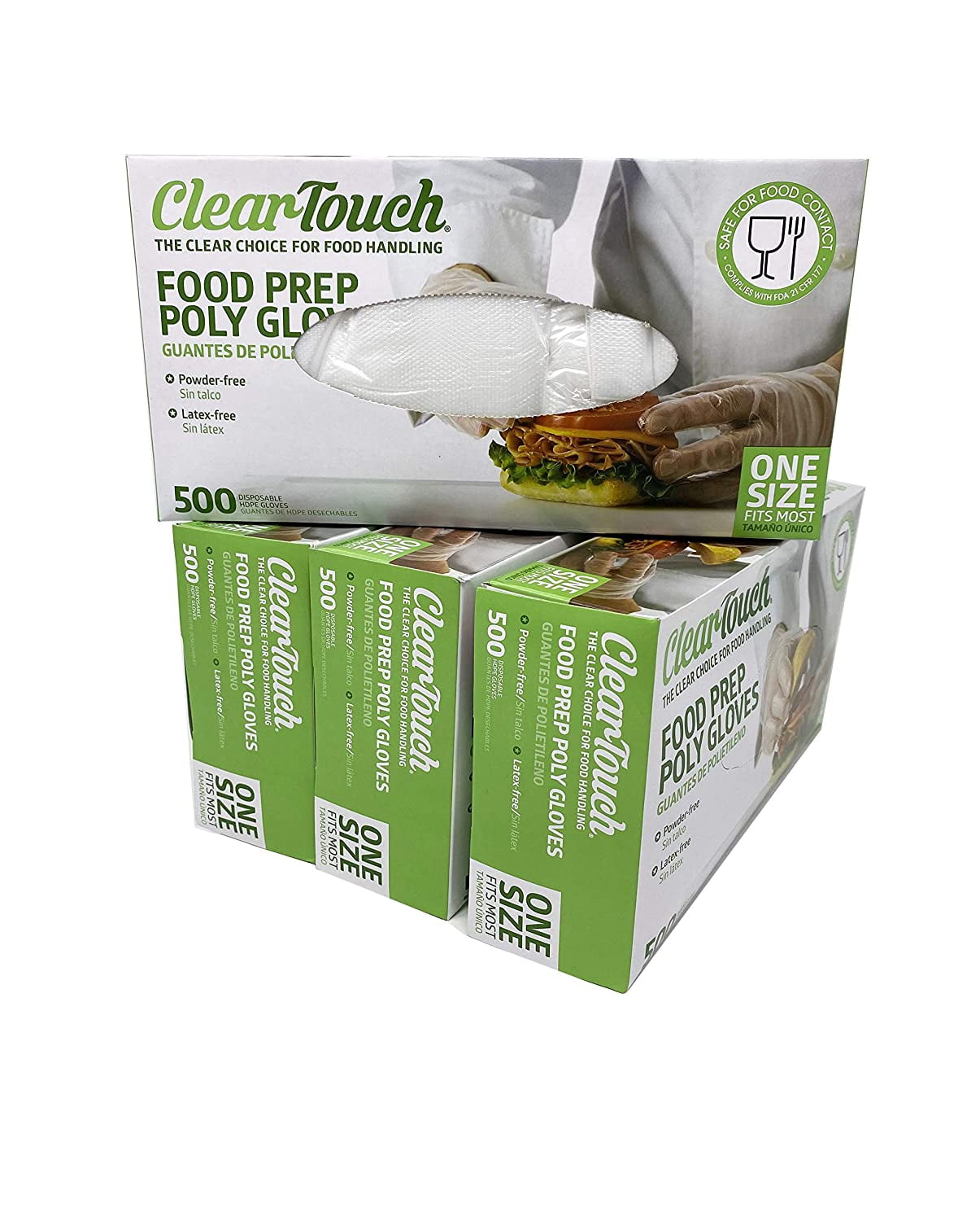 Medline Clear Touch Food Prep Poly Gloves, Latex and Powder Free, One Size Fits Most, (2000 Count), Model:CLE2000HDPE