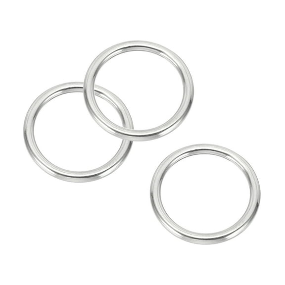Uxcell Metal Rings 1.8 Inch 316 Stainless Steel Marine Grade O Rings for Macrame, DIY Craft, Dog Leash, Silver 3 Pcs