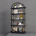 thumbnail image 2 of Casendy 72.83" Tall Arched Bookshelf, 5 Tier Bookcase Metal Frame Book Shelf Display Storage Shelves for Living Room, Home Office, Black (11.02"L x 40.94" W x 72.83 "H), 2 of 7