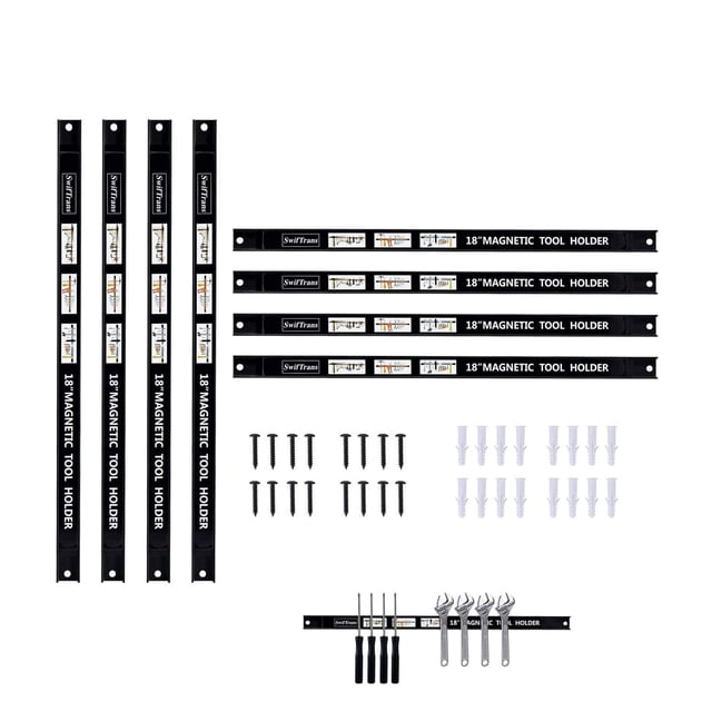 Soporte magnético para herramientas Swiftrans, 45 cm, 8 unidades, resistente, negro