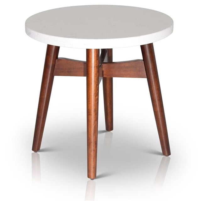 Serena End Table With Cherry Base and White Silverstone top