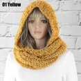 thumbnail image 3 of Bufanda con capucha de punto informal para mujer, gorro Retro cálido para otoño e invierno, bufandas, tamaño 01amarillo, 3 of 5