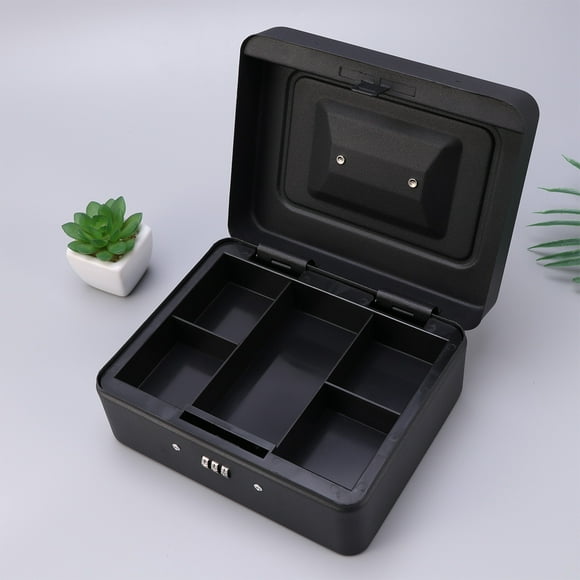 FUEENIRVA Box for Storing Money 1Pcs Black Cashier Box with Handle 7.9x6.3x3.5in