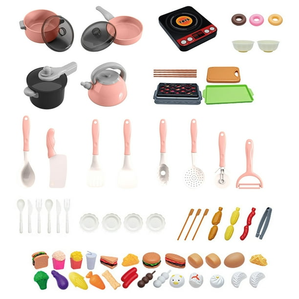 Juguetes Para Niño Juego de cocina para niños, juguete de corte con platos, utensilios y utensilios de cocina realistas y seguros, juguete educativo para niños pequeños. Juguetes Para Bebe 1 Año
