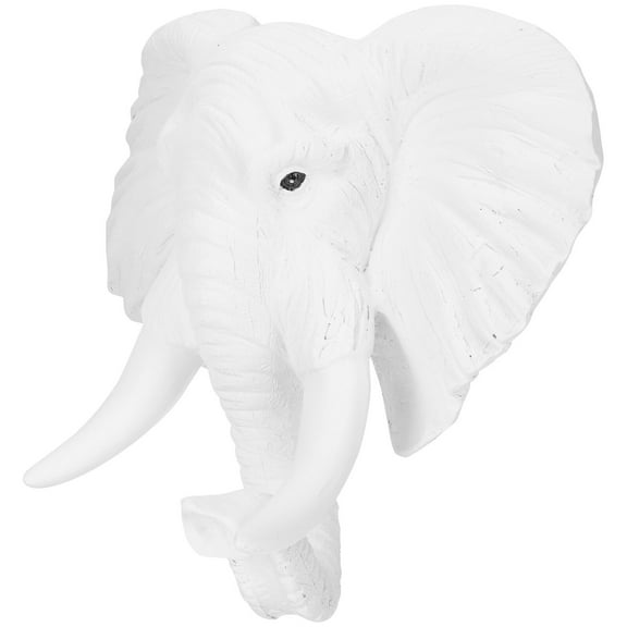 HOMEMAXS White Resin Elephant Head Wall Sculpture for Home Decor with Stunning Details 17.72x13.78x9.84 Inches