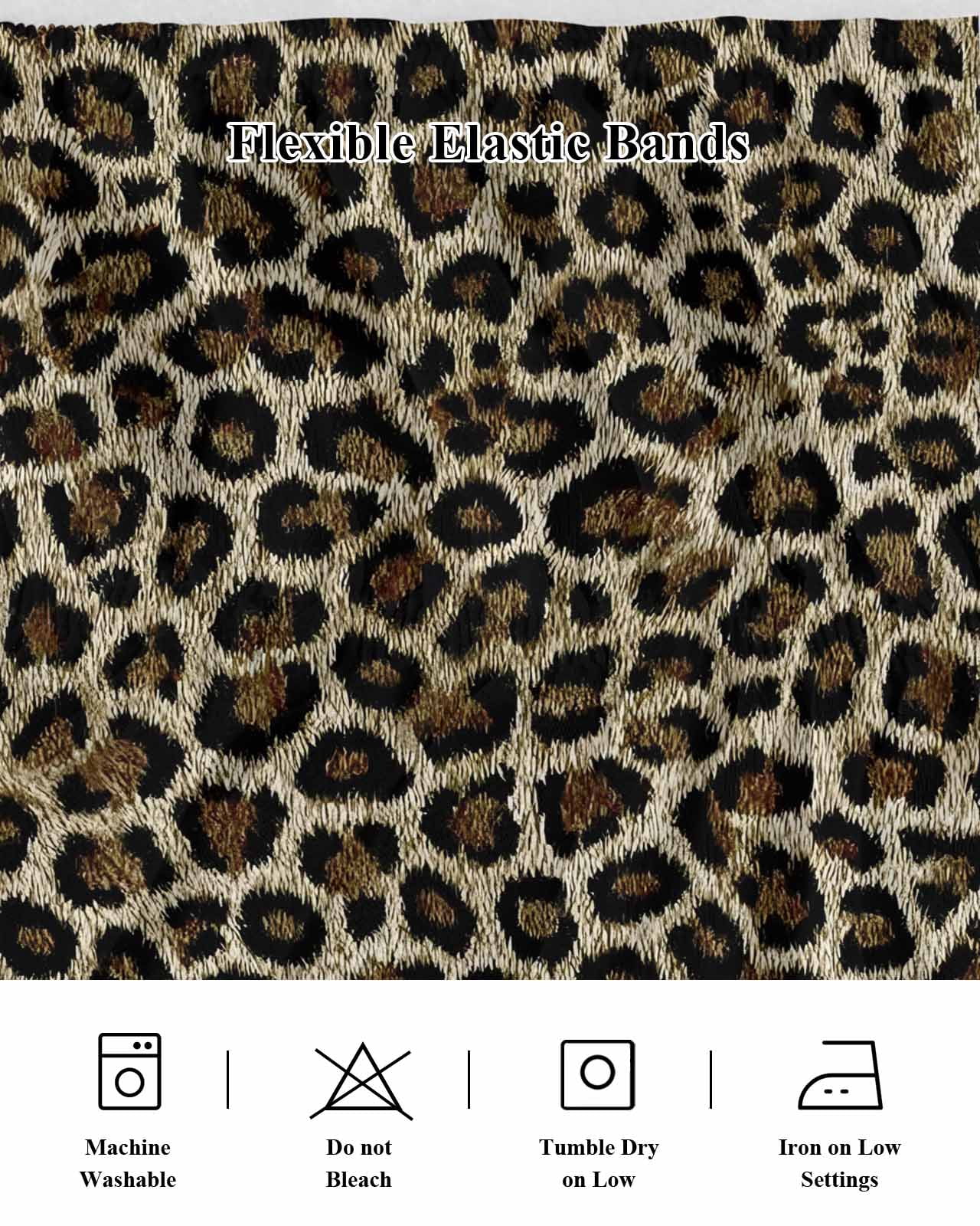 Classic Leopard Print Bed Skirt King Size 18 Inch Drop, Retro Brown Black Animal Fur Texture Adjustable Elastic Dust Ruffles Bedskirt for King Bed Wrap Around Pleated Mattress Frame Cover