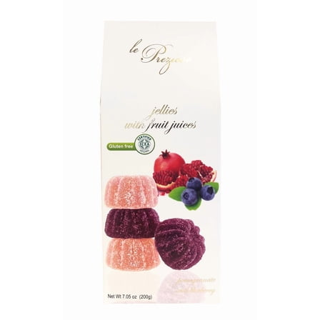 Le Preziose Italian Fruit Jelly Sweets with Fruit Juice 7.9oz (Pomegranate & Blueberry)