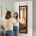 thumbnail image 2 of Furnibear Lockable Wall Door Mounted Mirror Jewelry Cabinet w/LED Lights, Brown - Bedroom Dressing Room Accessory Storage, 2 of 4