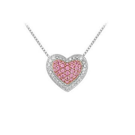 FineJewelryVault UBMYP064DPS-106 Pink Sapphire and Diamond Heart Pendant : 14K White Gold - 0.75 CT TGW