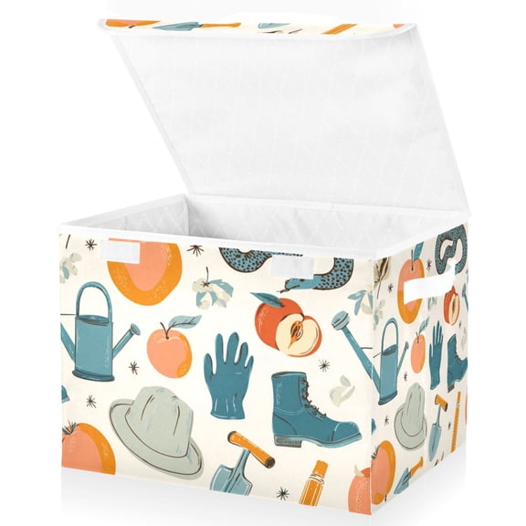 Foldable Fabric Storage Bin With Handle Collapsible Basket Box Storage With Lid Organizer Spring Collection
