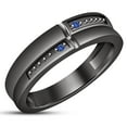 thumbnail image 4 of Mahablijewels His & Her Lab Created Blue Sapphire 14K Black Gold Finish Silver 3 Piece Trio Ring Set, 4 of 5