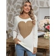 thumbnail image 3 of Women's Heart Pattern Knit Sweater, Long Sleeve Crew Neck Pullover, Soft Cozy Cable Knit Jumper for Fall and Winter, 3 of 7