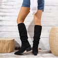 thumbnail image 6 of JUSLIO Winter Boots for Women,High Heel Solid Color Mid Calf Boots Fashion Casual Comfort Pointed Toe Womens Boots, 6 of 9