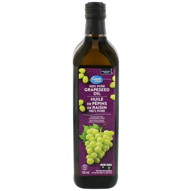 Huile de pépins de raisin 100 % pure Great Value 750 ml 