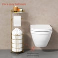 thumbnail image 7 of Gold Free Standing Toilet Paper Holder Stand with Phone Shelf, Floor Bathroom Tissue Holder for Large Mega Rolls, Metal Freestanding Toilet Paper Roll Holder with Wipes Storage Tray, 7 of 7