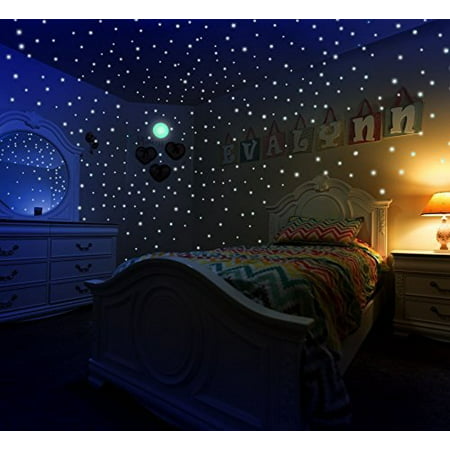 Glow In The Dark Stars Moon Stickers For Kids Bedroom Walls Ceiling Of Starry Night Sky 447 Adhesive Decals Dots A 3d Planetarium Gift Set