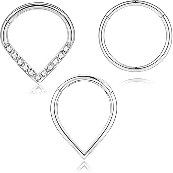 ZYHH 16G Septum Jewelry for Women and Men, Teardrop Septum Ring in Gold and Silver, 316L Surgical Steel Daith Conch Rook Tragus Cartilage Earring, Hypoallergenic Body Piercing Jewelry 8mm 10mm