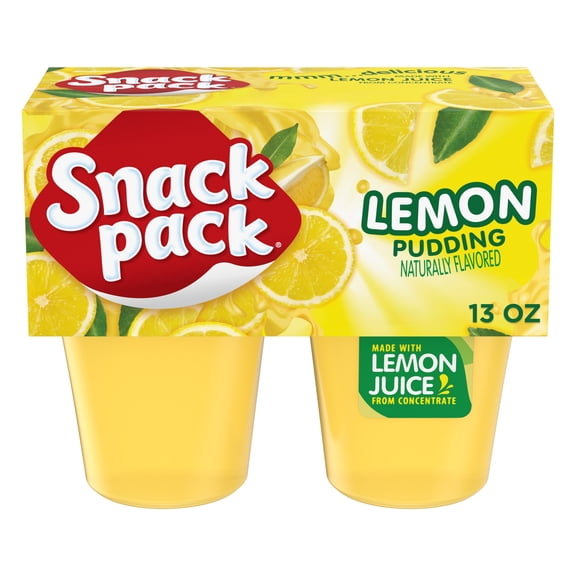 Snack Pack Lemon Pudding, 3.25 oz Pudding Cups, 4 Count