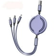 thumbnail image 1 of 3-in-1 On The Soft glue Go Retractable Charging Cable, Support Fast Charging and Data Sync, Compatible with Micro USB, USB-C/Type-C Devices, 1 of 5