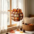 thumbnail image 4 of 1 Piece Pumpkin Shaped Wooden Hanging Sign, 2D Single Side Printed Pendant, Rustic Wall Door Decor for Halloween Thanksgiving Fall Holiday Home Party Decoration, 4 of 7